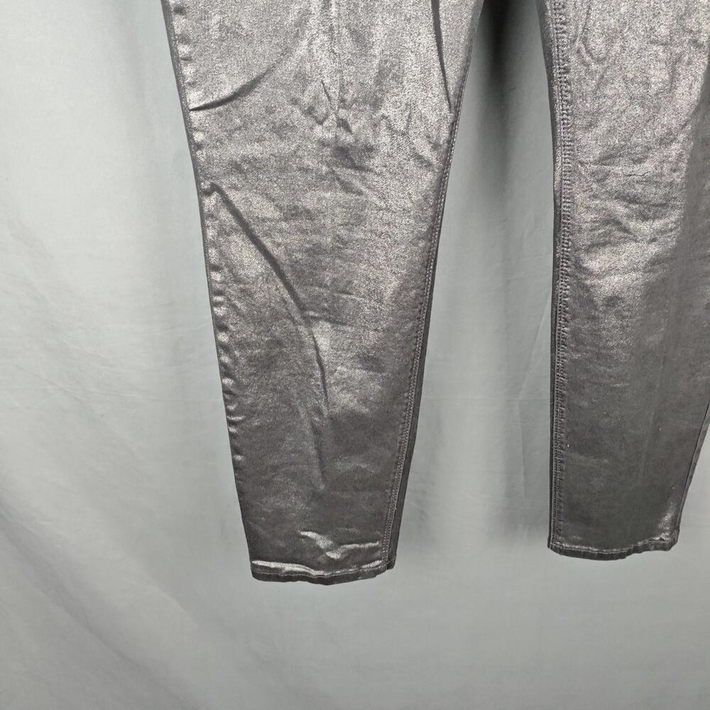 White House Black Market Pants Womens 14 Silver The Skinny Ankle Metallic Coated - Picture 4 of 16